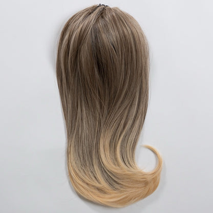 Ponytail Extension in Blond Asch, leicht wellig, 45 cm - Frontansicht