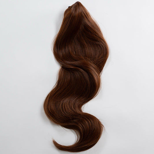 Ponytail Extension in Braun/Kupfer, glatt, 70 cm - Frontansicht