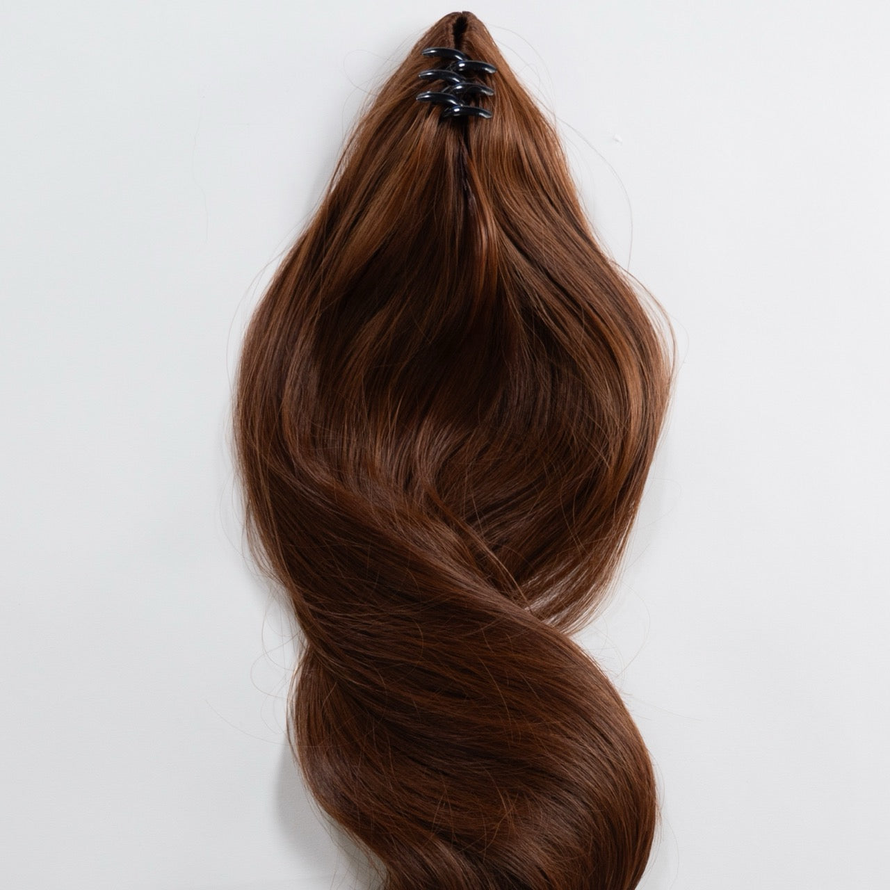 Ponytail Extension in Braun/Kupfer, glatt, 70 cm - Rückansicht