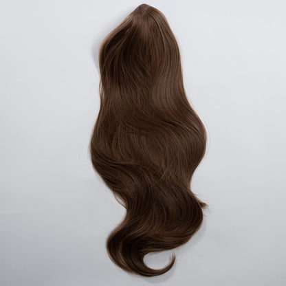 Ponytail Extension in Dunkelblond Asch, glatt, 75 cm - Frontansicht
