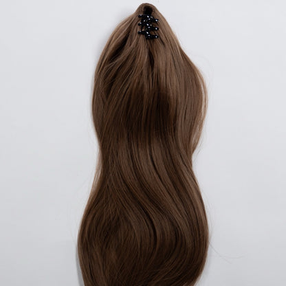Ponytail Extension in Dunkelblond Asch, glatt, 75 cm - Rückansicht