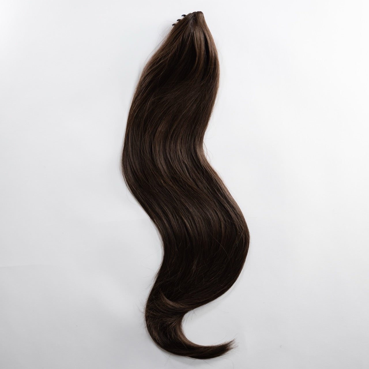Ponytail Extension in Dunkelbraun Asch, glatt, 75 cm - Frontansicht
