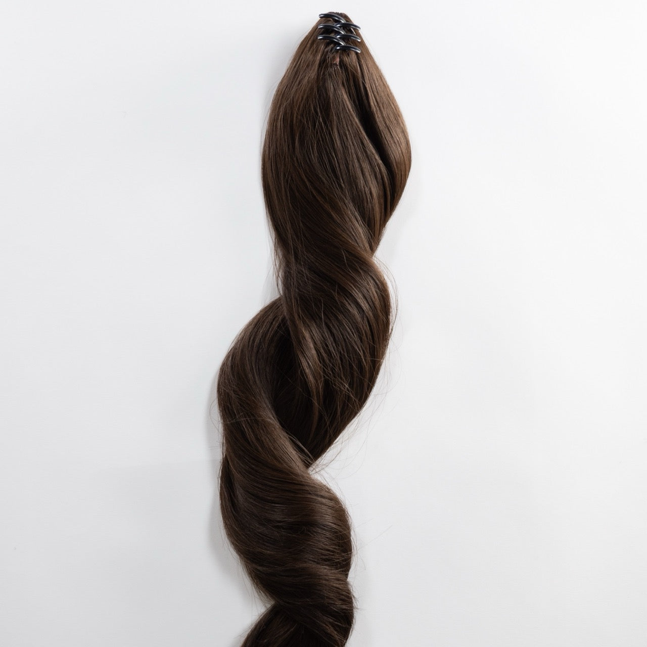 Ponytail Extension in Dunkelbraun Asch, glatt, 75 cm - Rückansicht