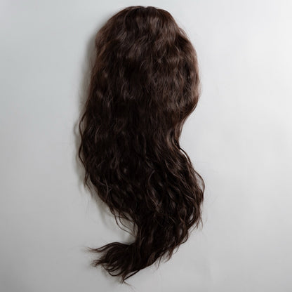 Ponytail Extension in Dunkelbraun, wellig, 70 cm - Frontansicht