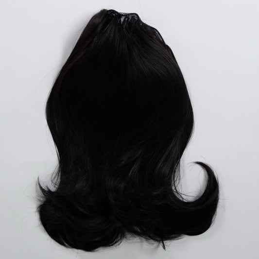 Ponytail Extension in Schwarz, leicht wellig, 55 cm - Frontansicht
