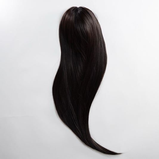 Ponytail Extension in Schwarzbraun, glatt, 70 cm - Frontansicht